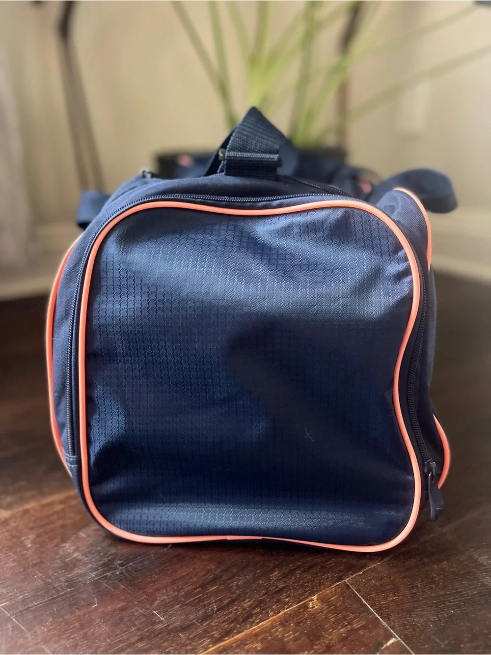 Puma Navy Duffel Bag with Coral Logo Accents
